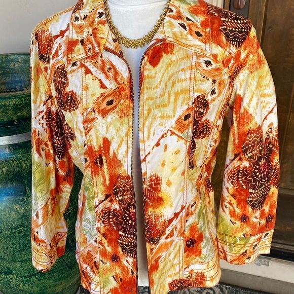 Chico's Jackets & Blazers - Chicos size1 colorful zipper front jacket with two pockets